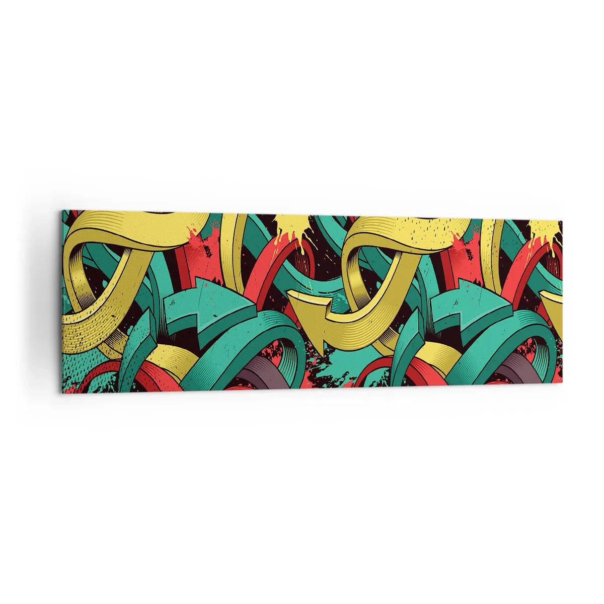 Bild auf Leinwand - Leinwandbild - Abstrakte Pfeile in leuchtenden Farben schaffen Chaos - 160x50cm - Welcher Weg zum Ziel? - Moderne Wanddekoration für Wohnzimmer und Schlafzimmer ARTTOR