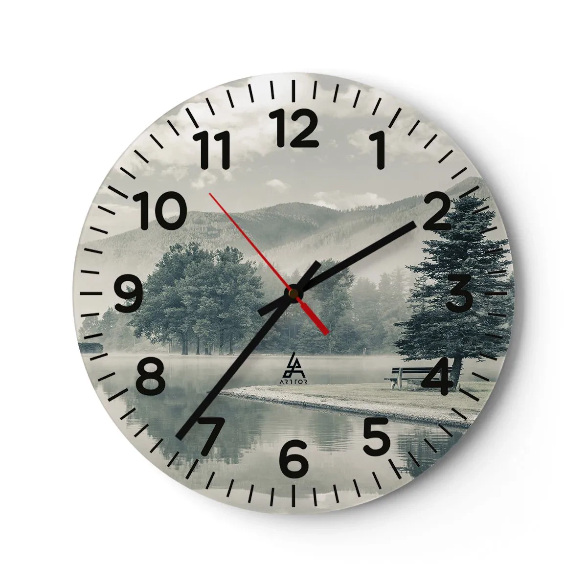 Wanduhr - Glasuhr - Der See schläft noch - 30x30 cm