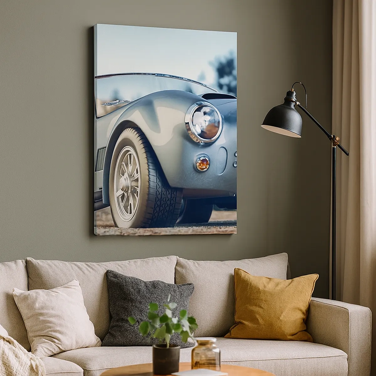 Bild auf Leinwand - Leinwandbild - Klassisches Cabrio in malerischer Umgebung - 50x70cm - Denn Stil zählt - Moderne Wanddekoration für Wohnzimmer und Schlafzimmer ARTTOR