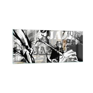 Glasbild - Bild auf glas - New Yorker Jazzszene - 120x50cm - Im Rhythmus von New York - Moderne Wanddekoration für Wohnzimmer und Schlafzimmer ARTTOR