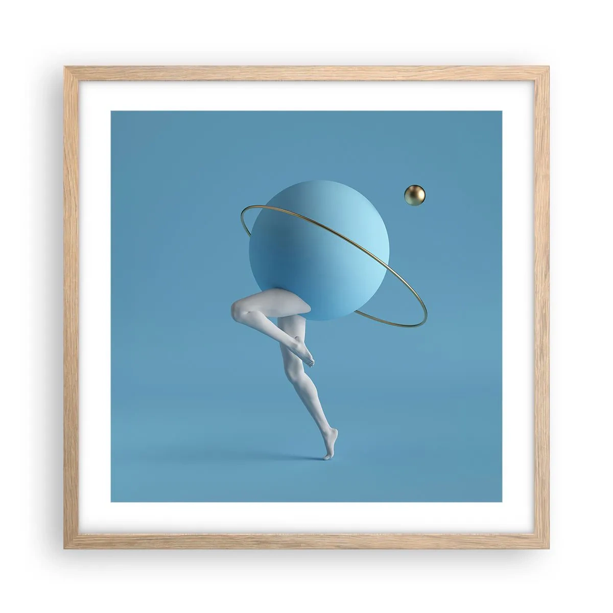 Poster in einem Rahmen aus heller Eiche - Und die Planeten spielen verrückt - 50x50 cm