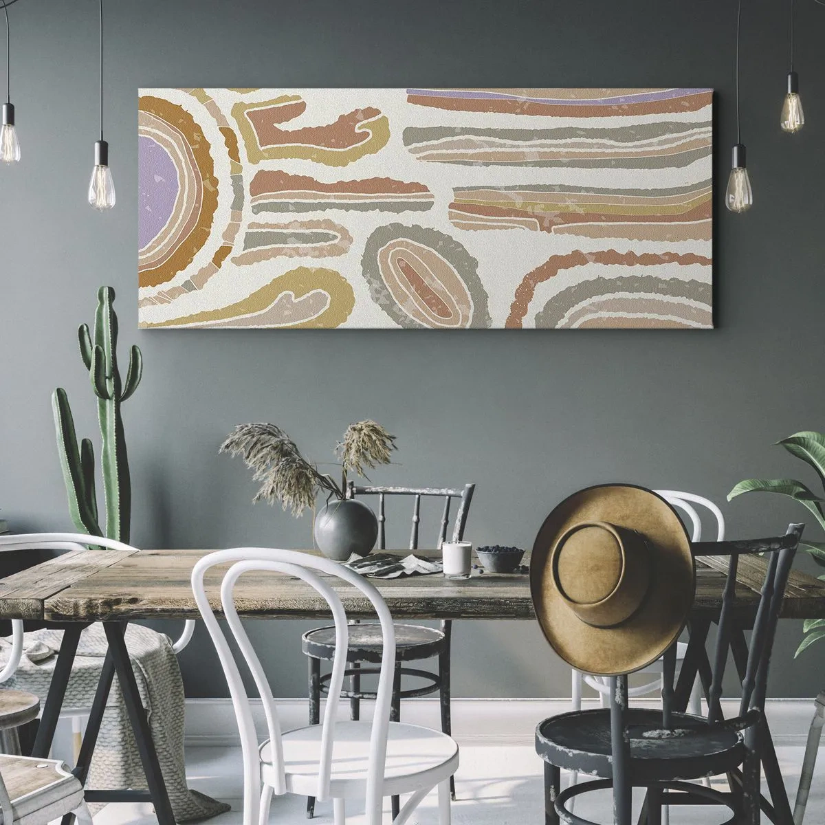 Bild auf Leinwand - Leinwandbild - Bunte Querschnitte abstrakter Formen - 140x50cm - Bunte Querschnitte - Moderne Wanddekoration für Wohnzimmer und Schlafzimmer ARTTOR