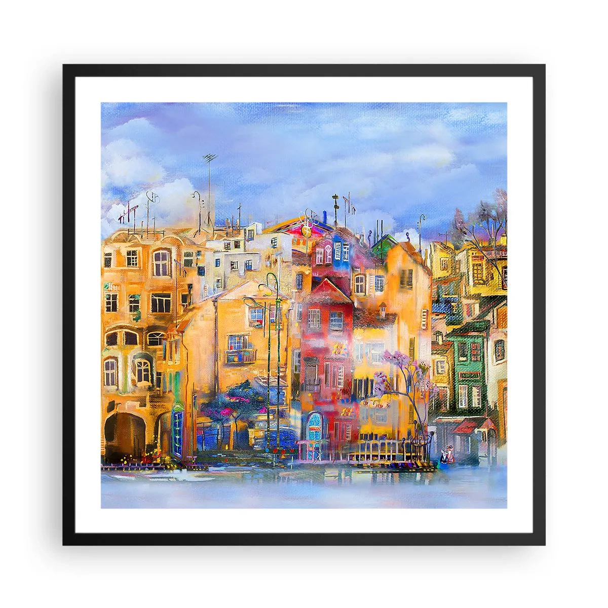 Poster in einem schwarzem Rahmen - Wir sind zusammen - 60x60 cm