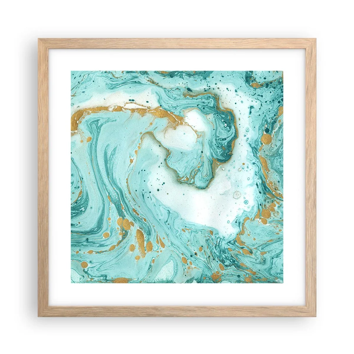 Poster in einem Rahmen aus heller Eiche - Unter der großen Welle der Edo-Ära - 40x40 cm