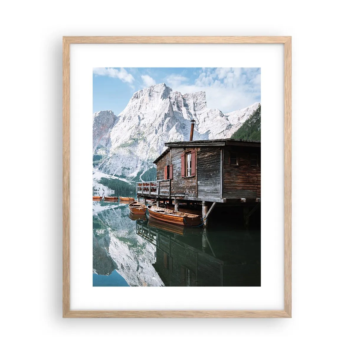 Poster in einem Rahmen aus heller Eiche - Kristallklarer Bergmorgen - 40x50 cm