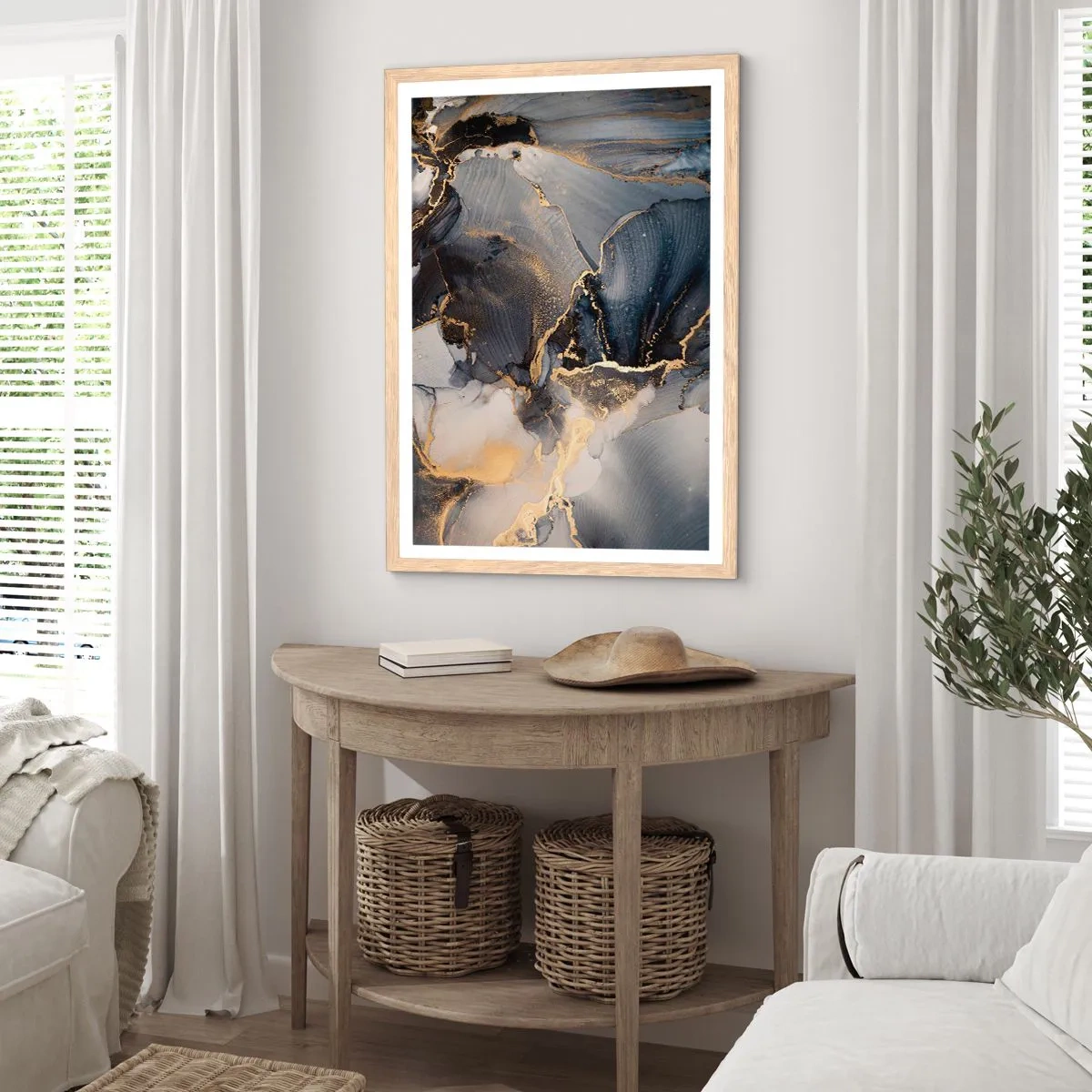 Poster in einem Rahmen aus heller Eiche - Leben aus Stein - 70x100 cm