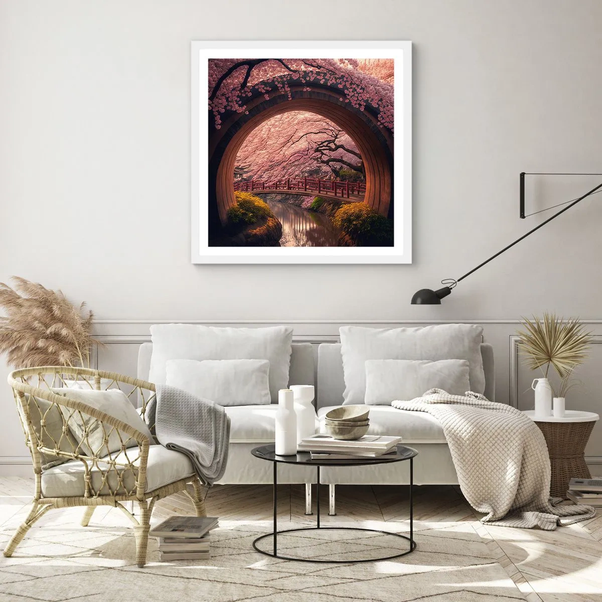 Poster in einem weißen Rahmen - Japanischer Frühling - 50x50 cm