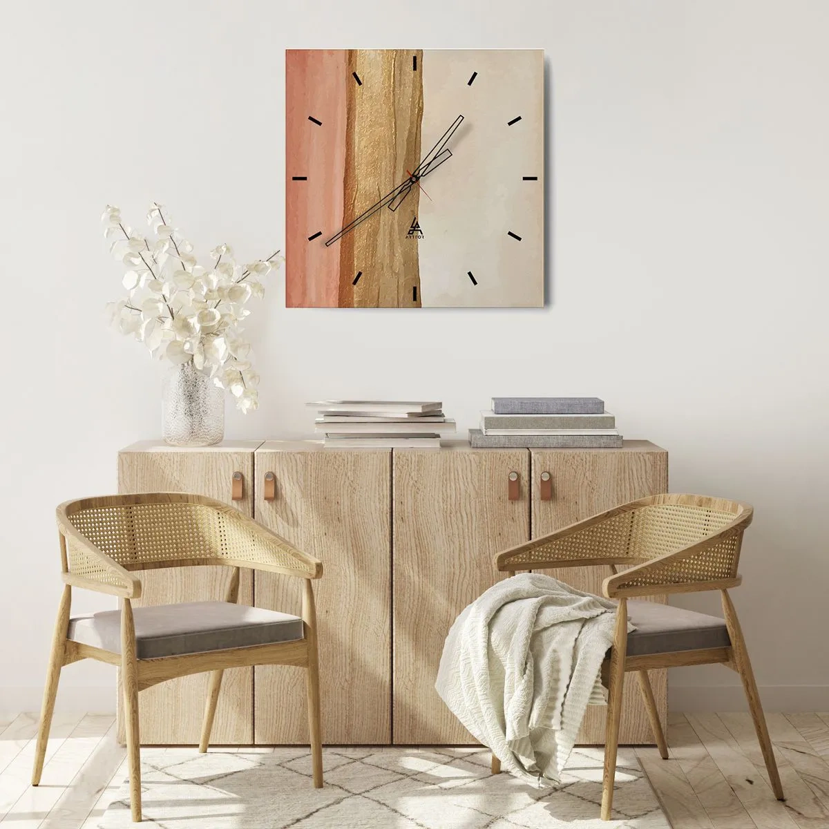 Wanduhr - Glasuhr - Vertikale Komposition - 40x40 cm