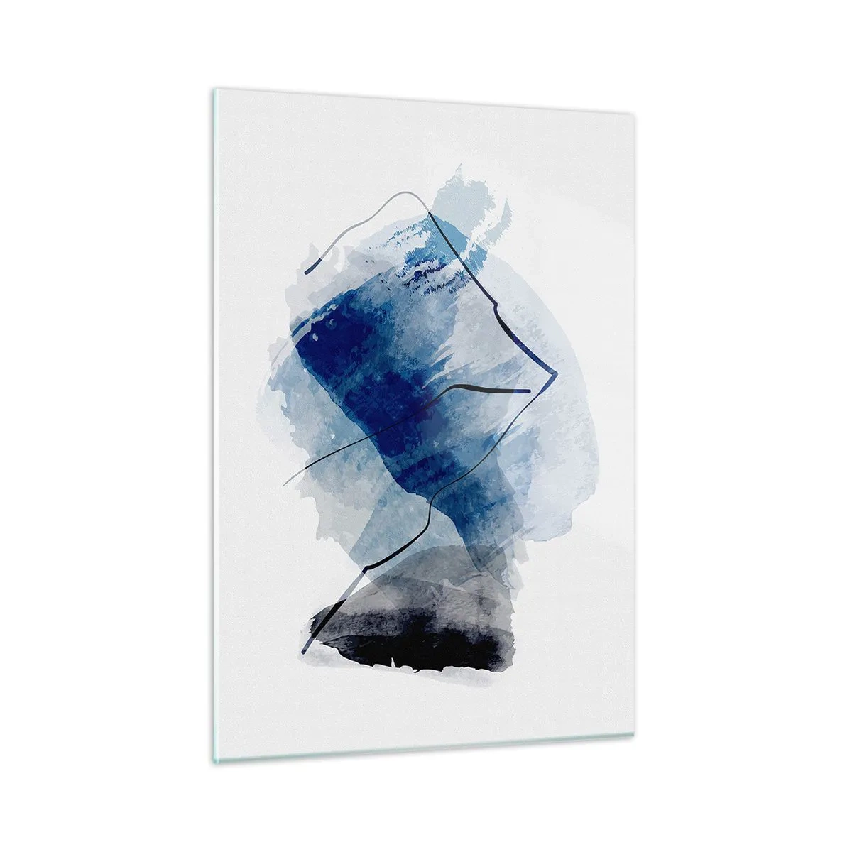 Glasbild - Bild auf glas - Abstrakte Komposition in Blautönen - 50x70cm - Eisberg - Moderne Wanddekoration für Wohnzimmer und Schlafzimmer ARTTOR