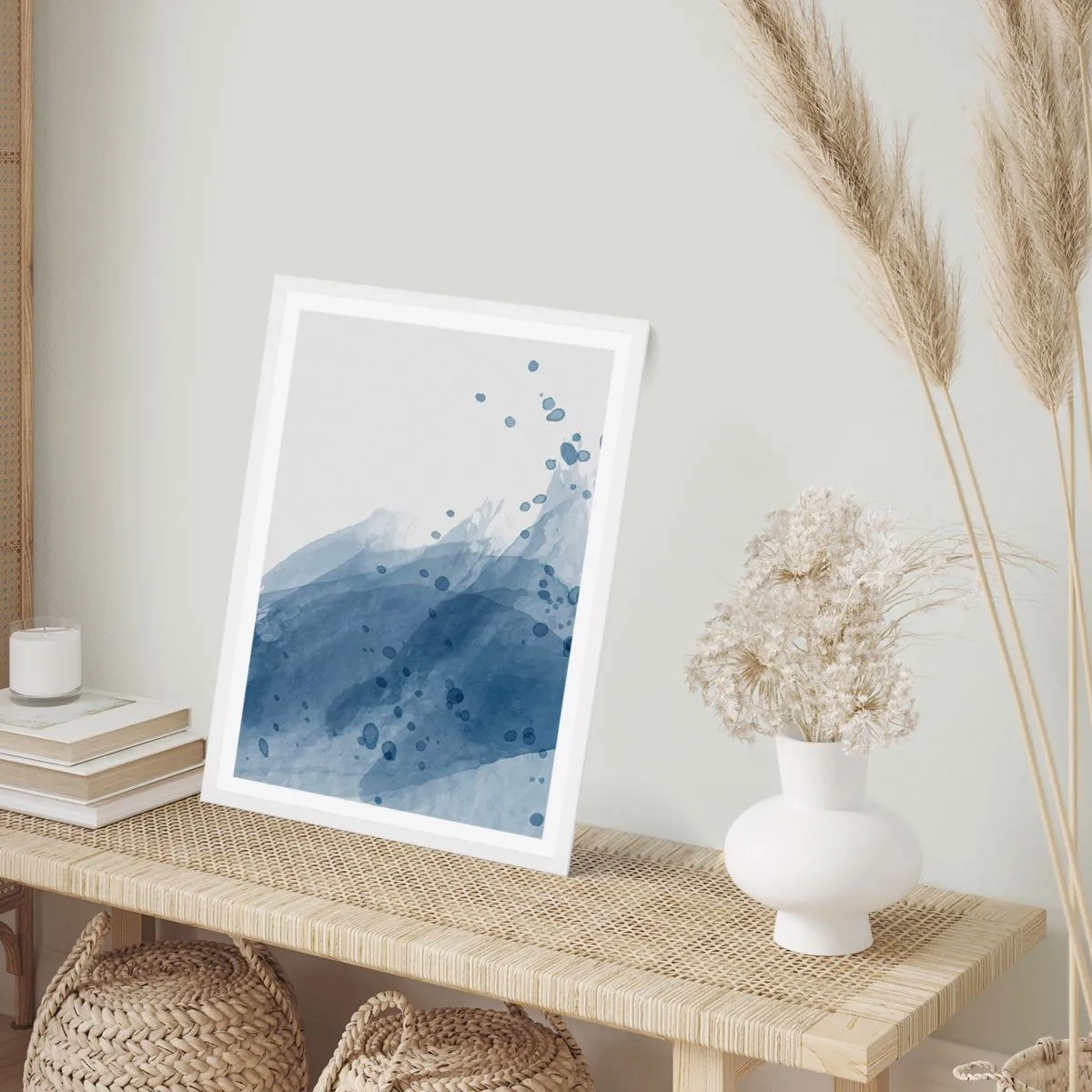 Poster in einem weißen Rahmen - Blauer Tüll - 61x91 cm