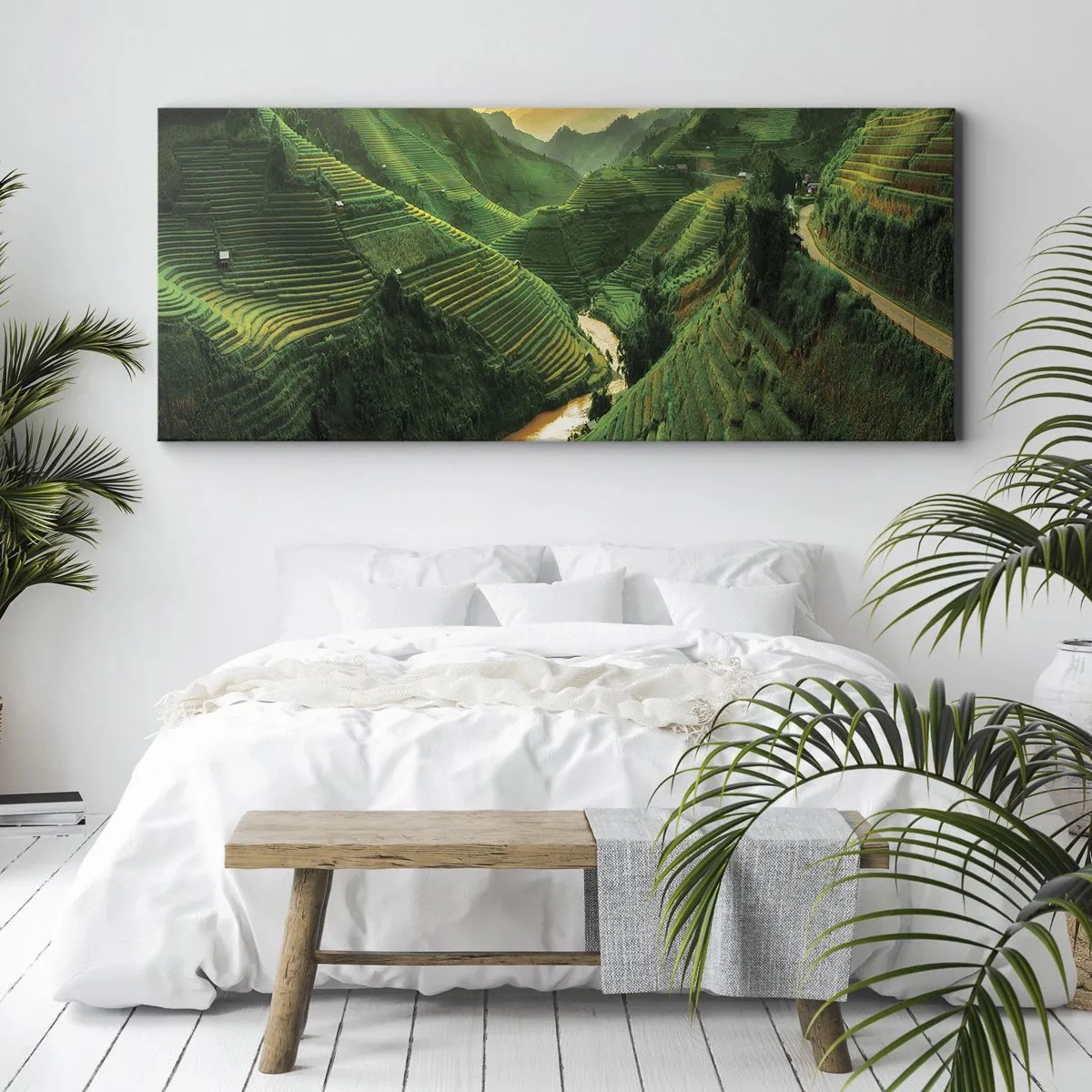 Bild auf Leinwand - Leinwandbild - Vietnamesisches Tal - 100x40 cm