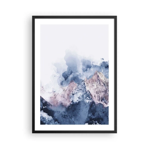 Poster in einem schwarzem Rahmen - Abstrakte Berge in Blautönen - 50x70cm - Das sind die Spitzen! - Moderne Wanddekoration für Wohnzimmer und Schlafzimmer ARTTOR