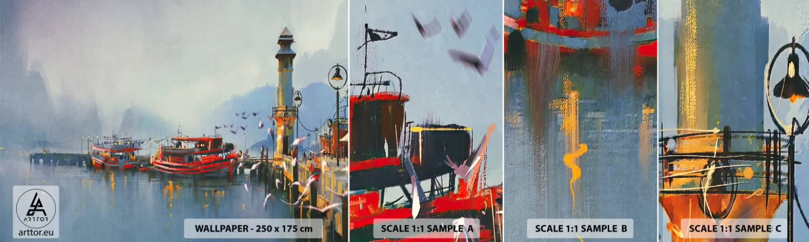 Fototapetenmuster Standard Eco - Am Ende der Welt - Landschaft, Hafen, Leuchtturm - 100x30 cm