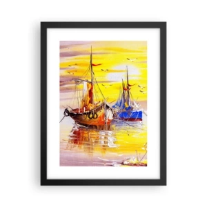 Poster in einem schwarzem Rahmen - Eine wohlverdiente Pause im Hafen - 30x40 cm