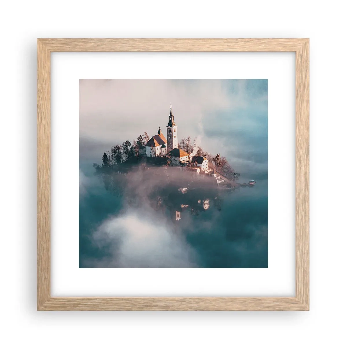 Poster in einem Rahmen aus heller Eiche - Trauminsel - 30x30 cm