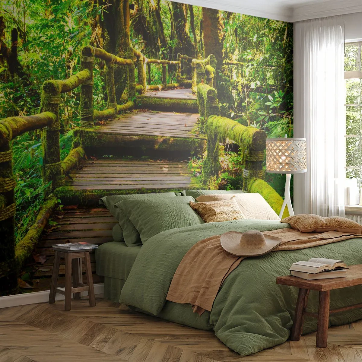 Fototapete Premium Canvas - Ein Korridor voller Grün - Natur, Landschaft, Wald - 250x175 cm