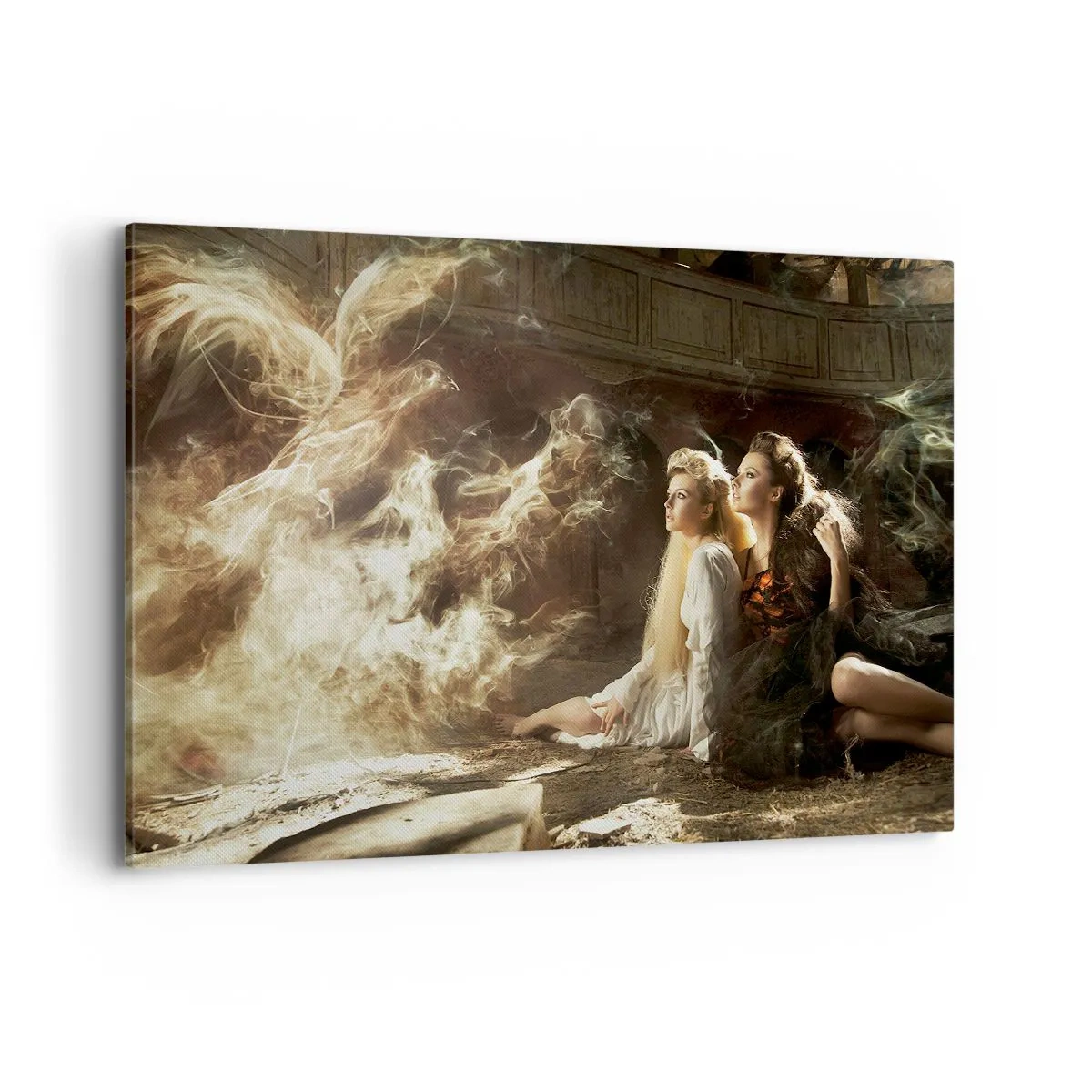 Bild auf Leinwand - Leinwandbild - Zwei Frauen in einer magischen Umgebung mit ätherischen Lichteffekten. - 120x80cm - Und es gab Poesie - Moderne Wanddekoration für Wohnzimmer und Schlafzimmer ARTTOR
