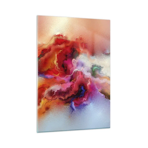 Glasbild - Bild auf glas - Eine farbenfrohe Abstraktion, die wirbelnden Rauchfahnen ähnelt. - 50x70cm - Wie man Träume fängt - rauchen - Moderne Wanddekoration für Wohnzimmer und Schlafzimmer ARTTOR