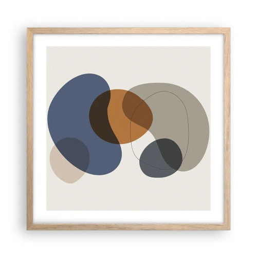 Poster in einem Rahmen aus heller Eiche - Farbtropfen - 50x50 cm