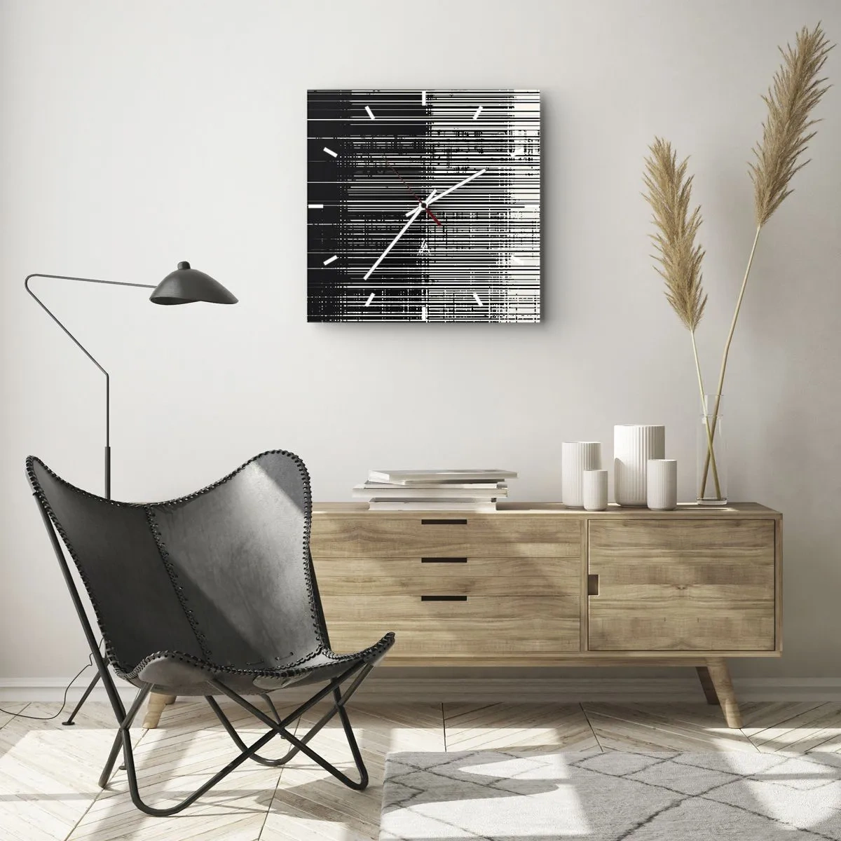 Wanduhr - Glasuhr - Wellen und Vibrationen - 40x40 cm