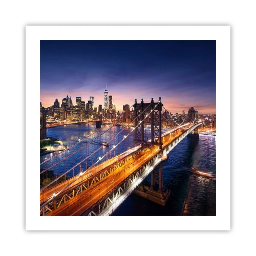 Poster - Eine leuchtende Brücke zum Herzen der Stadt - 50x50 cm