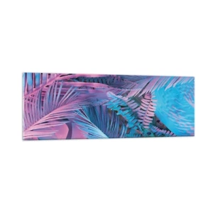 Glasbild - Bild auf glas - Tropen in Rosa und Blau - 90x30 cm