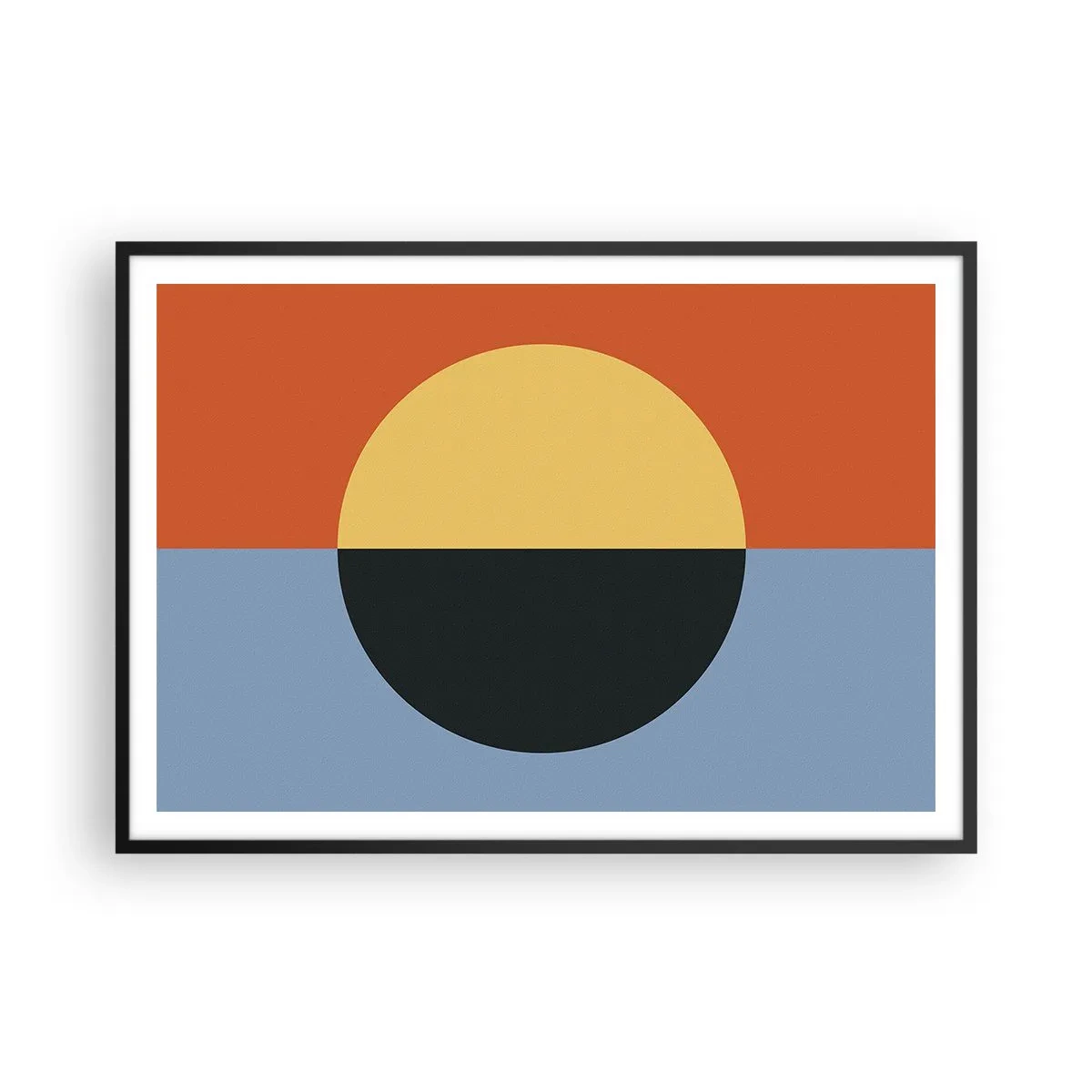 Poster in einem schwarzem Rahmen - Geometrische Abstraktion mit kontrastierenden Farben - 100x70cm - Eine Komposition aus Wärme und Kühle - Moderne Wanddekoration für Wohnzimmer und Schlafzimmer ARTTOR