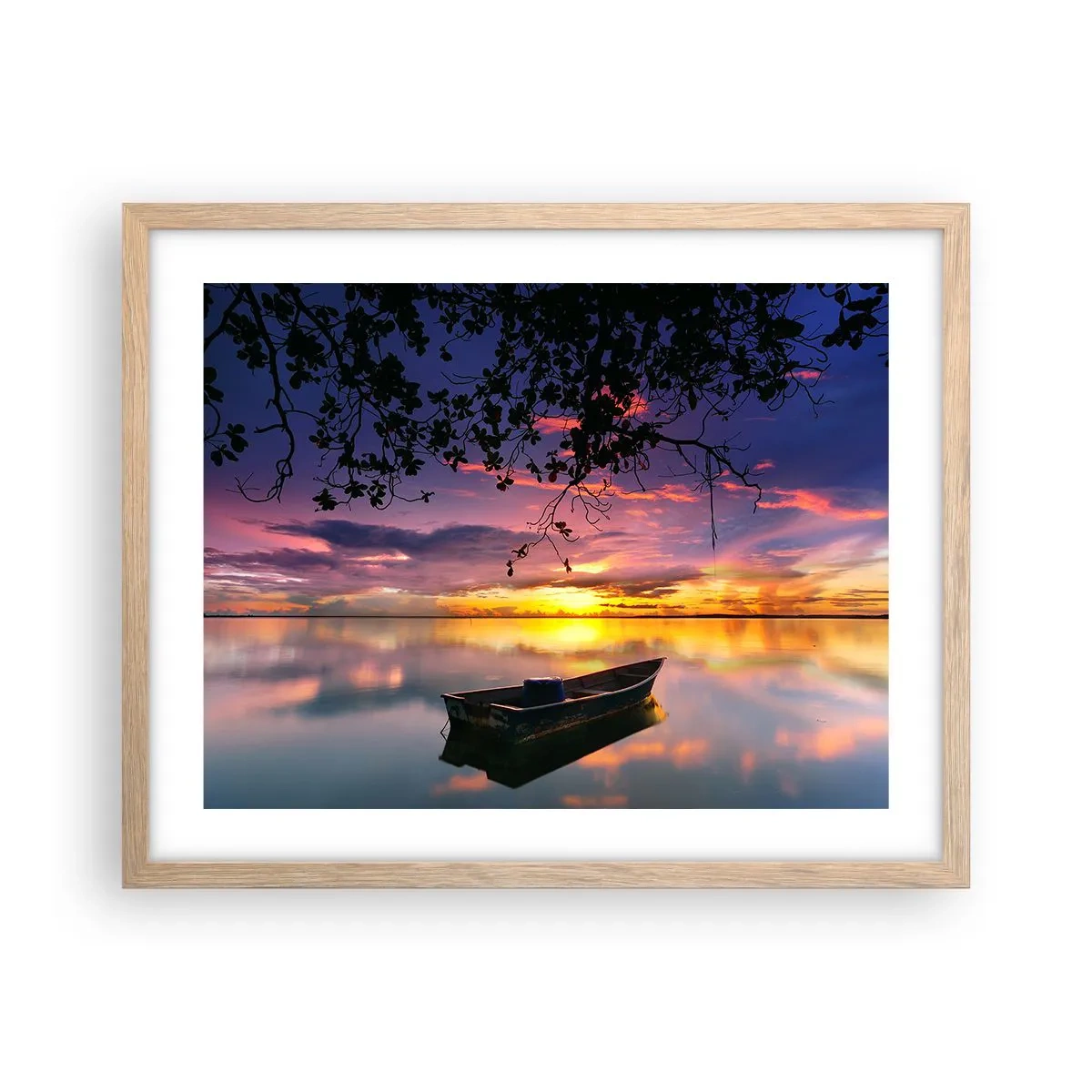 Poster in einem Rahmen aus heller Eiche - Du scheinst mitten am Himmel zu hängen... - 50x40 cm