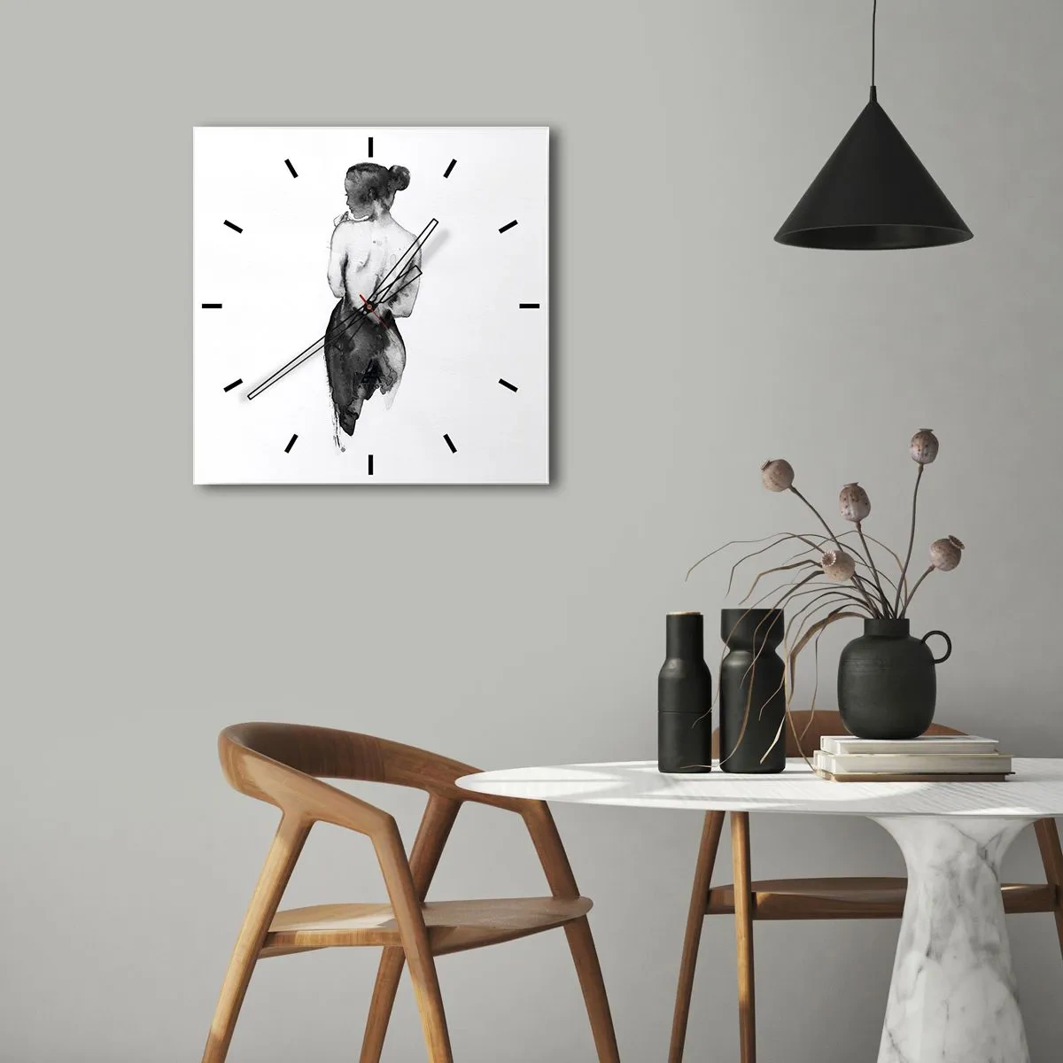 Wanduhr - Glasuhr - Bei ihr verschwindet die Welt - 30x30 cm