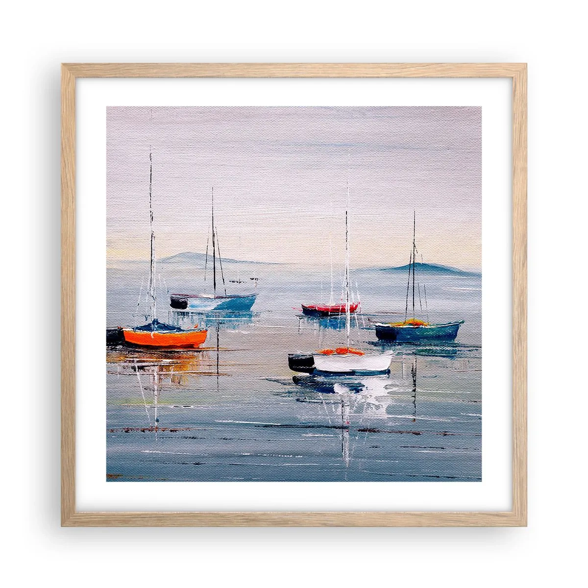 Poster in einem Rahmen aus heller Eiche - Wohlverdiente Ruhe - 50x50 cm