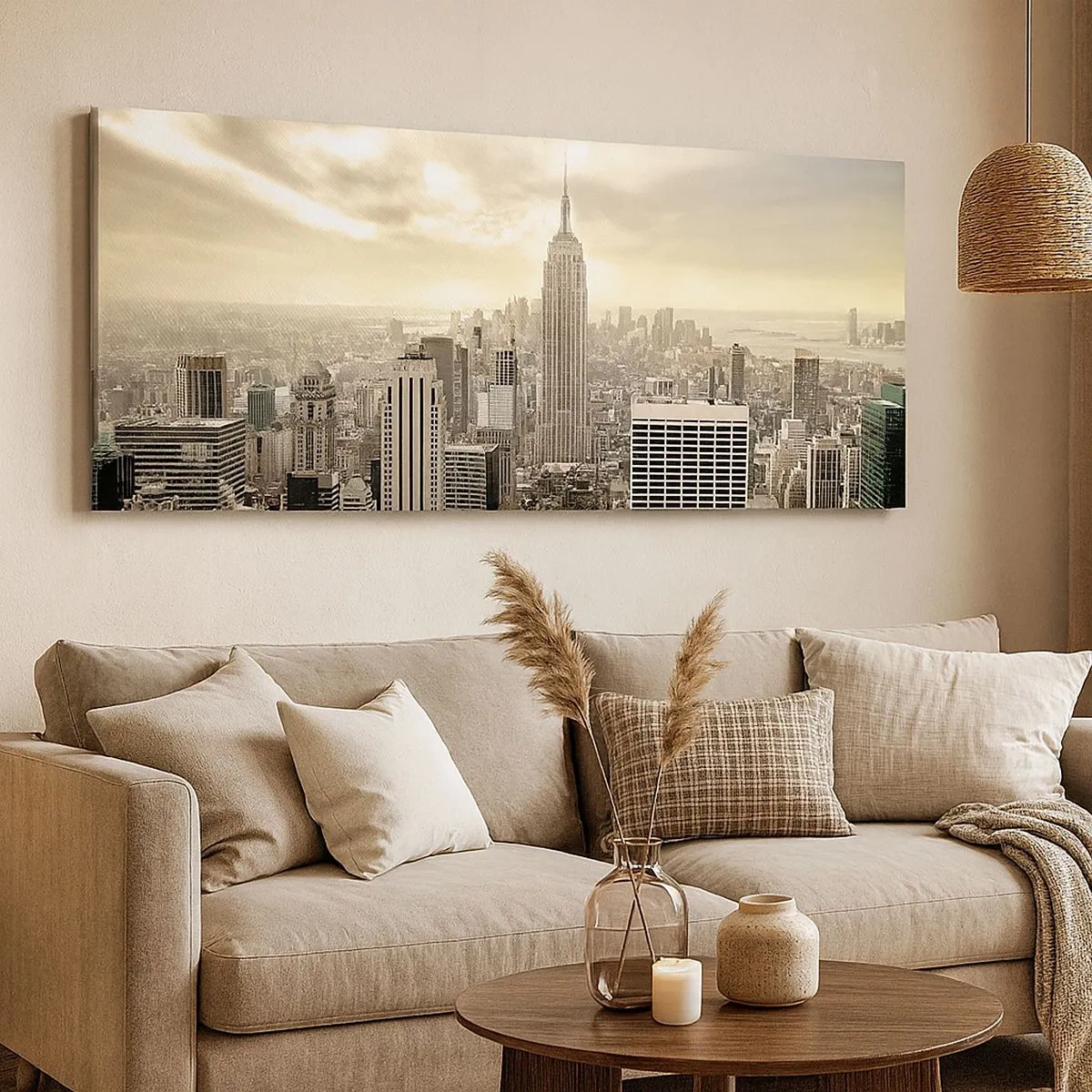 Bild auf Leinwand - Leinwandbild - New York aus Grau - 100x40 cm