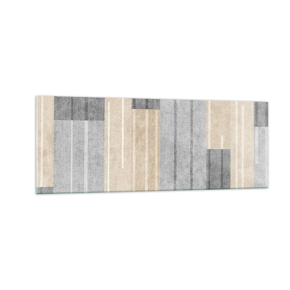 Glasbild - Bild auf glas - Geometrische Komposition in Grau- und Beigetönen - 140x50cm - Komposition: Vertikal halten - Moderne Wanddekoration für Wohnzimmer und Schlafzimmer ARTTOR