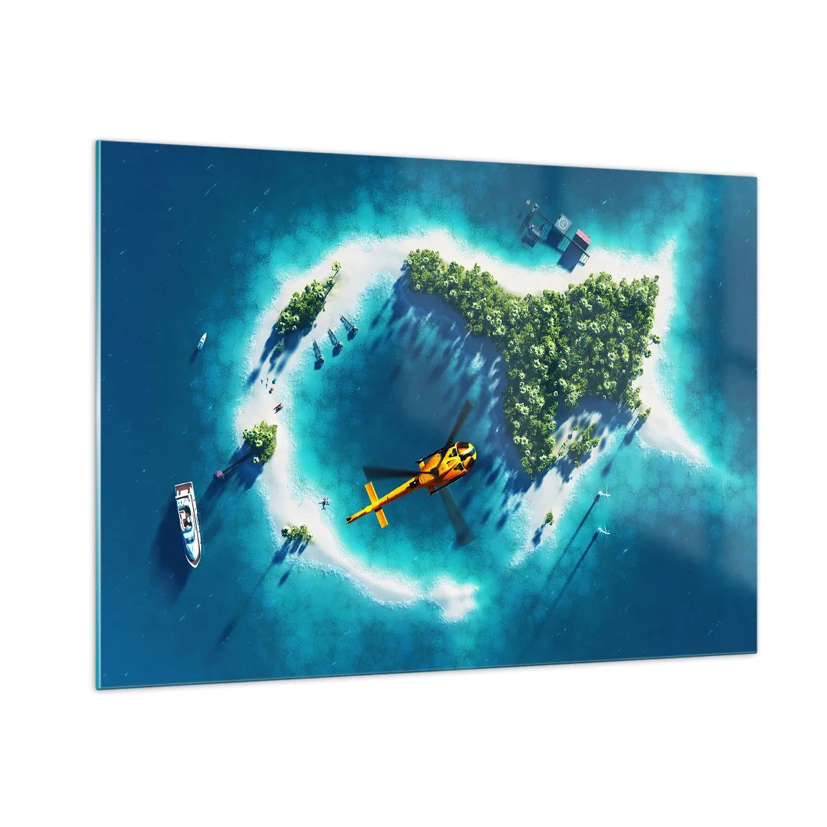 Glasbild - Bild auf glas - Kaufen Sie sich eine Insel - 100x70cm - Kauf dir eine Insel - Moderne Wanddekoration für Wohnzimmer und Schlafzimmer ARTTOR