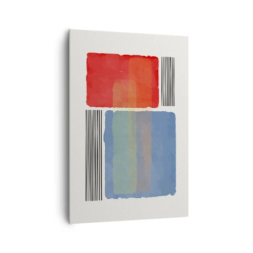Bild auf Leinwand - Leinwandbild - Geometrische Komposition mit farbigen Blöcken und Linien - 70x100cm - Der Geist und der Buchstabe der Geometrie - Moderne Wanddekoration für Wohnzimmer und Schlafzimmer ARTTOR