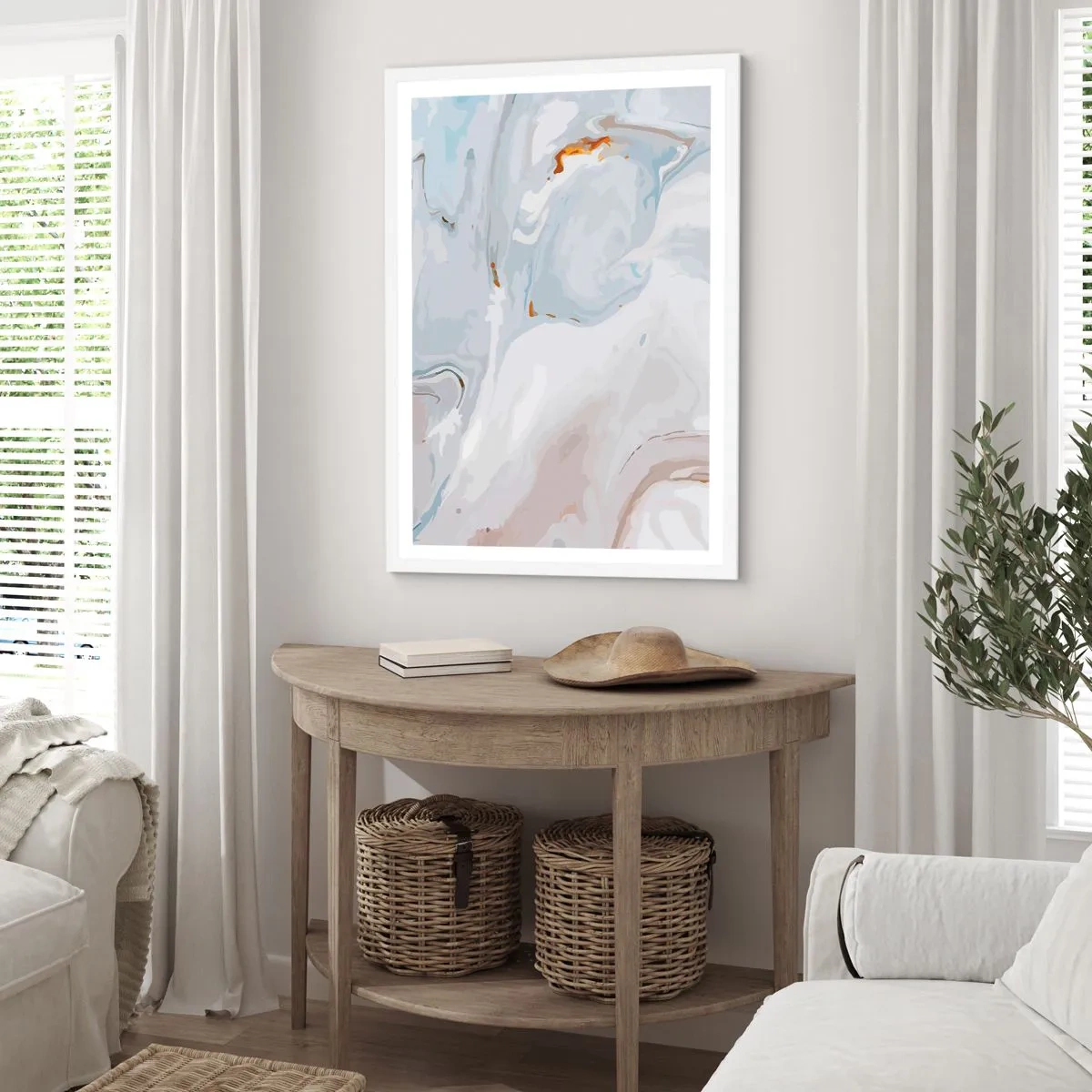 Poster in einem weißen Rahmen - Das Weiß wird erhoben - 40x50 cm