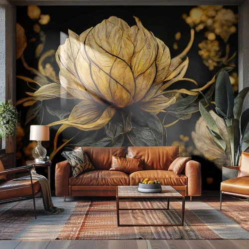 Fototapete Premium Sand - Subtile Zerbrechlichkeit - Blume, Art Deco, Glanz - 250x175 cm