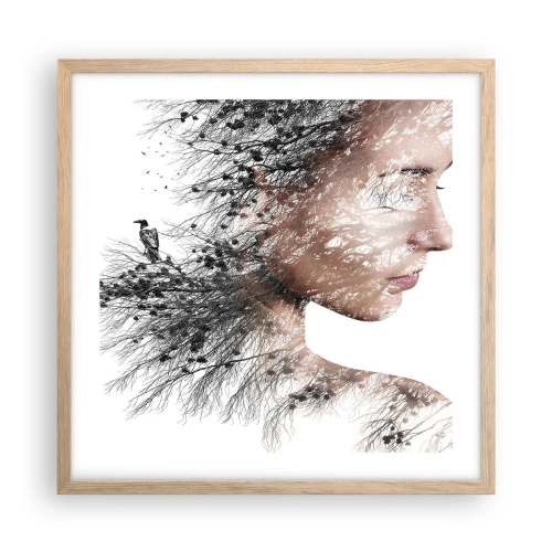 Poster in einem Rahmen aus heller Eiche - Der Geist des Waldes - 50x50 cm