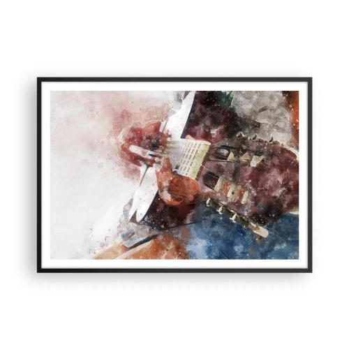 Poster in einem schwarzem Rahmen - Eine künstlerische Interpretation einer Gitarre im Aquarellstil - 100x70cm - Und was halten Sie davon? - Moderne Wanddekoration für Wohnzimmer und Schlafzimmer ARTTOR