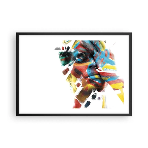 Poster in einem schwarzem Rahmen - Abstraktes Porträt in lebendigen Farben - 70x50cm - Eine bunte Persönlichkeit - Moderne Wanddekoration für Wohnzimmer und Schlafzimmer ARTTOR
