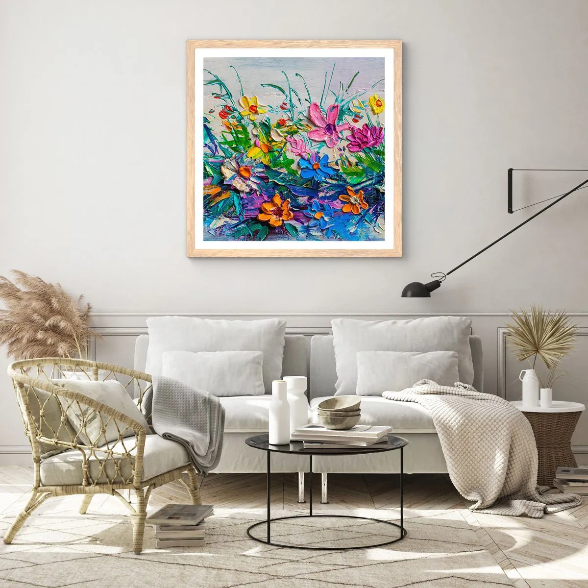 Poster in einem Rahmen aus heller Eiche - Überhaupt kein Stillleben - 40x40 cm