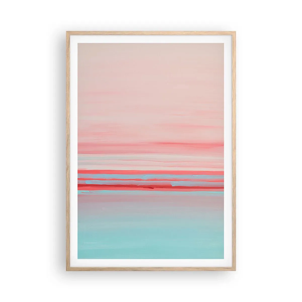Poster in einem Rahmen aus heller Eiche - Abstraktion im Morgengrauen - 70x100 cm