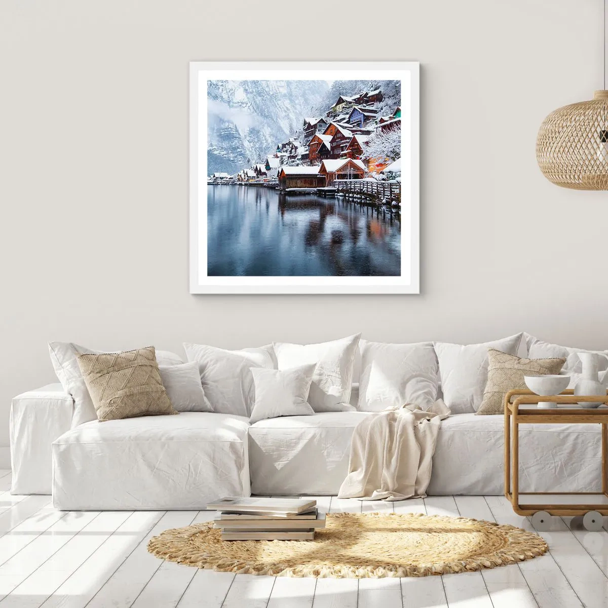 Poster in einem weißen Rahmen - In winterlicher Dekoration - 40x40 cm