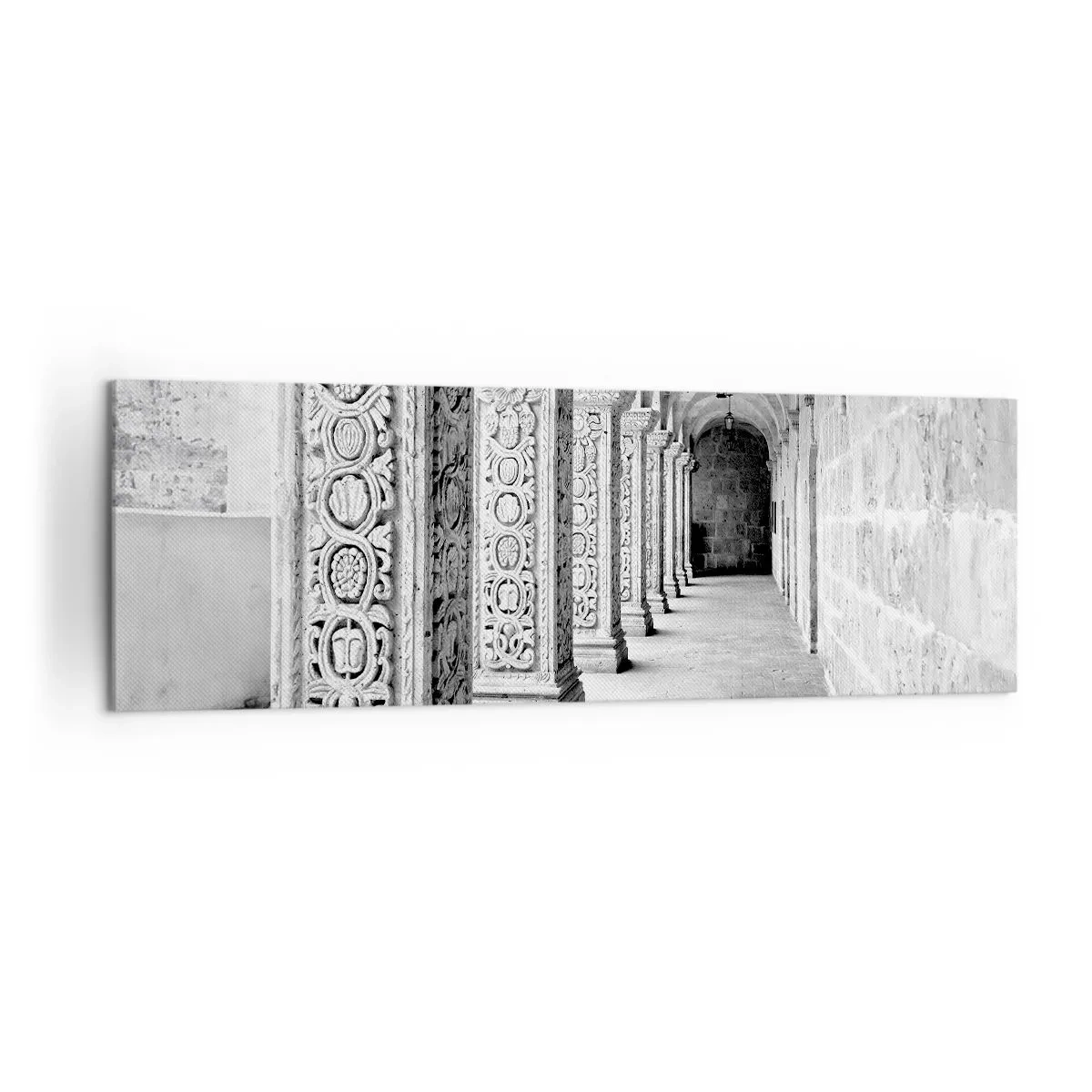 Bild auf Leinwand - Leinwandbild - Historische Säulen in einer monochromen Aufnahme - 160x50cm - Und wo geht’s hin...? - Moderne Wanddekoration für Wohnzimmer und Schlafzimmer ARTTOR