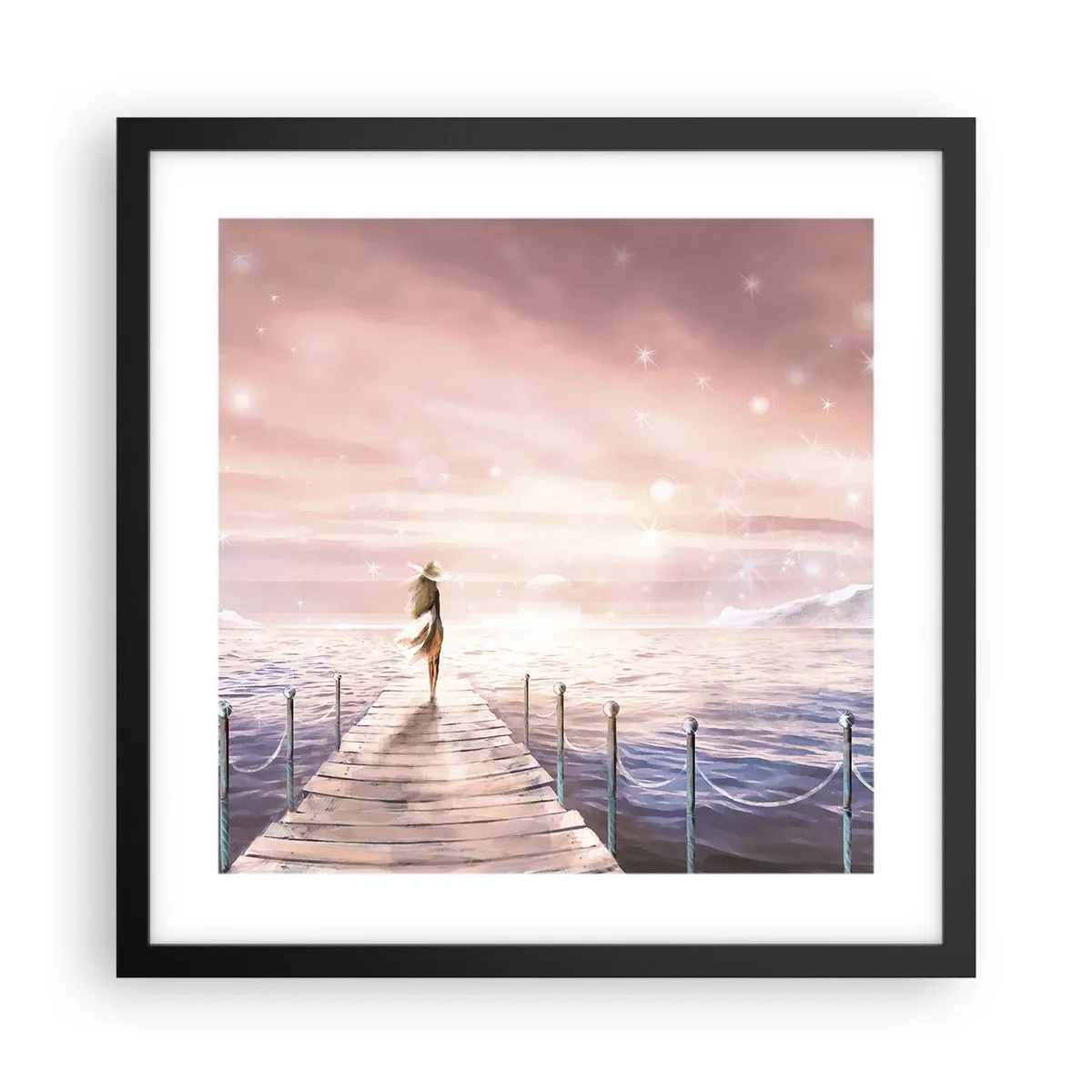 Poster in einem schwarzem Rahmen - Im Licht eines Traums - 40x40 cm