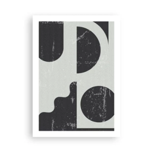 Poster - Abstrakte geometrische Komposition in Schwarz und Grau - 50x70cm - Komposition oben und unten - Moderne Wanddekoration für Wohnzimmer und Schlafzimmer ARTTOR