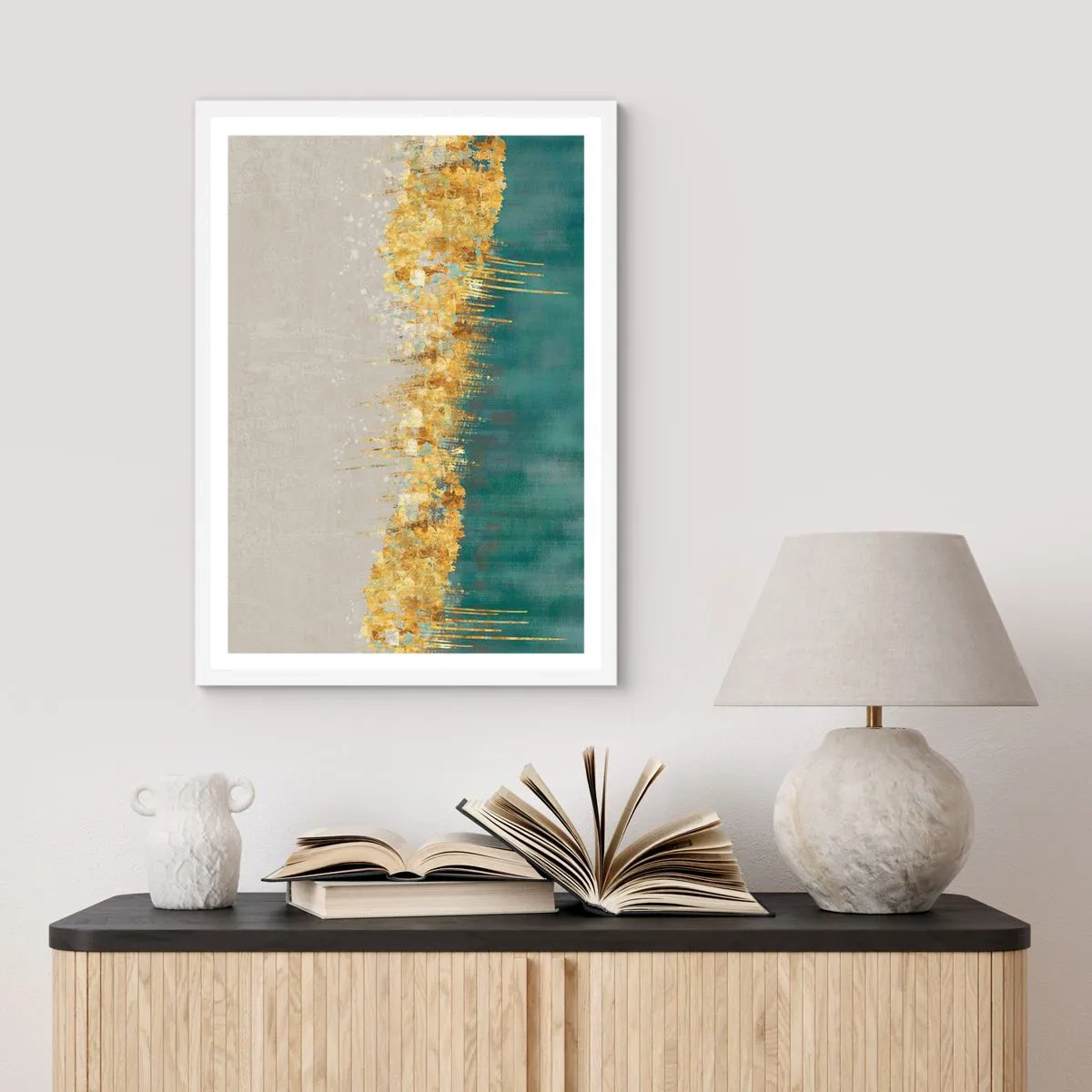 Poster in einem weißen Rahmen - Goldener Rand - 70x100 cm