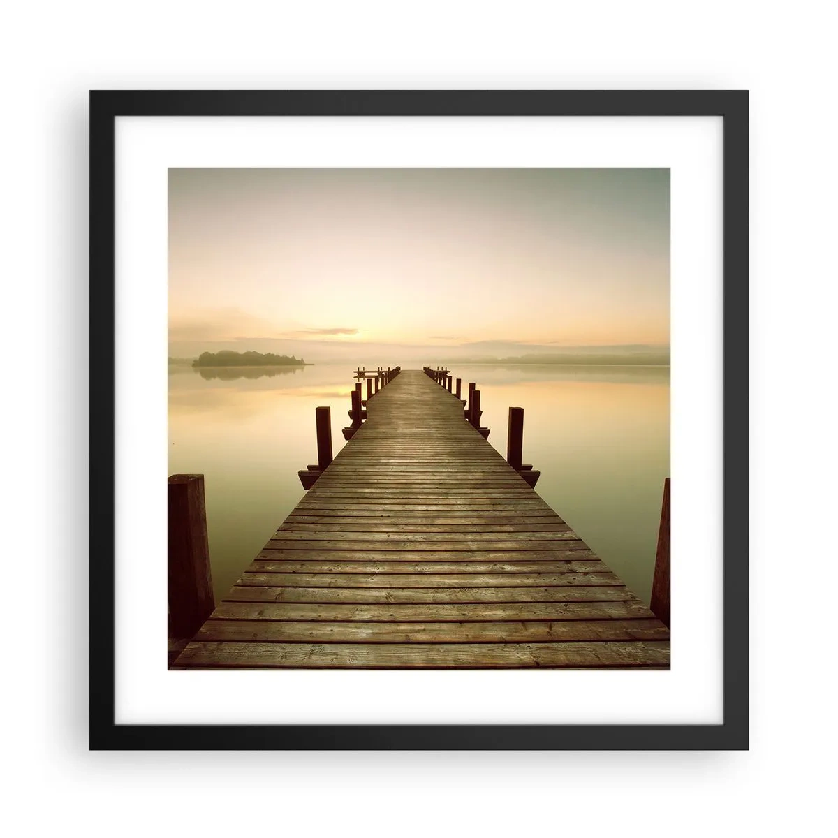 Poster in einem schwarzem Rahmen - Tagesanbruch, Morgendämmerung, Licht - 40x40 cm