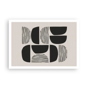 Poster - Geometrie mit Halbkreisen und Linien in Schwarz auf hellem Hintergrund - 100x70cm - Halbherzige Deals - Moderne Wanddekoration für Wohnzimmer und Schlafzimmer ARTTOR