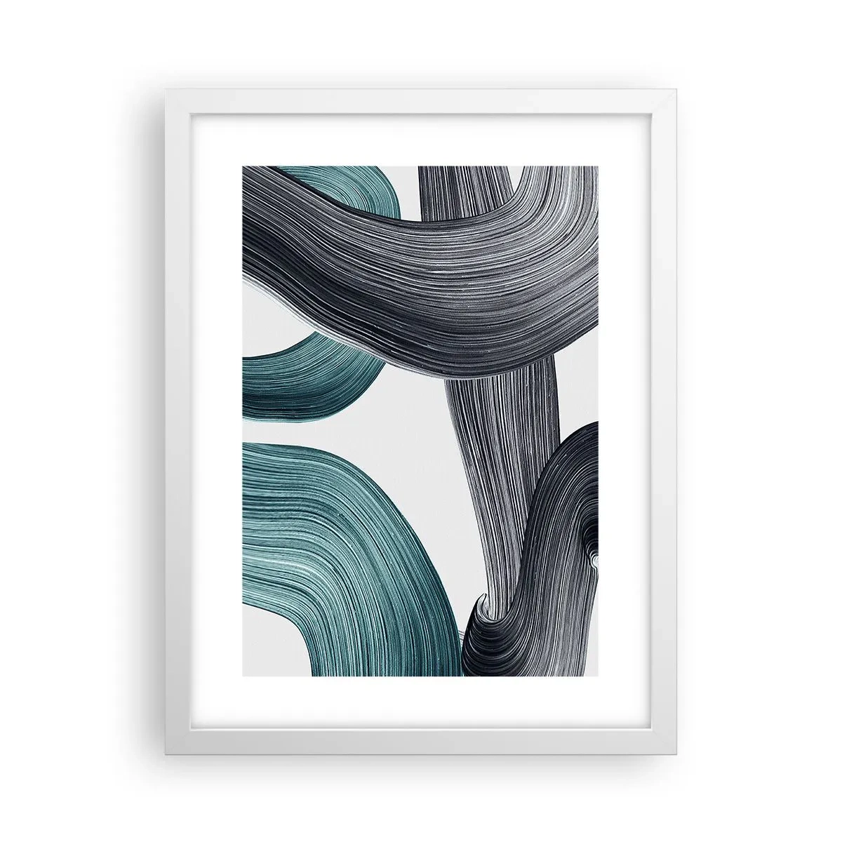 Poster in einem weißen Rahmen - Smaragdgrüne und schwarze Pfade - 30x40 cm