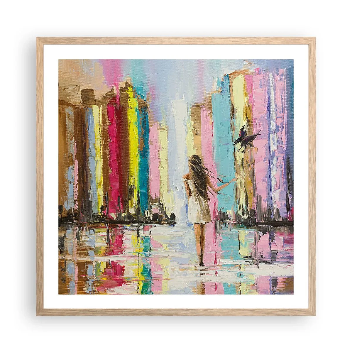 Poster in einem Rahmen aus heller Eiche - Folge mir - 60x60 cm